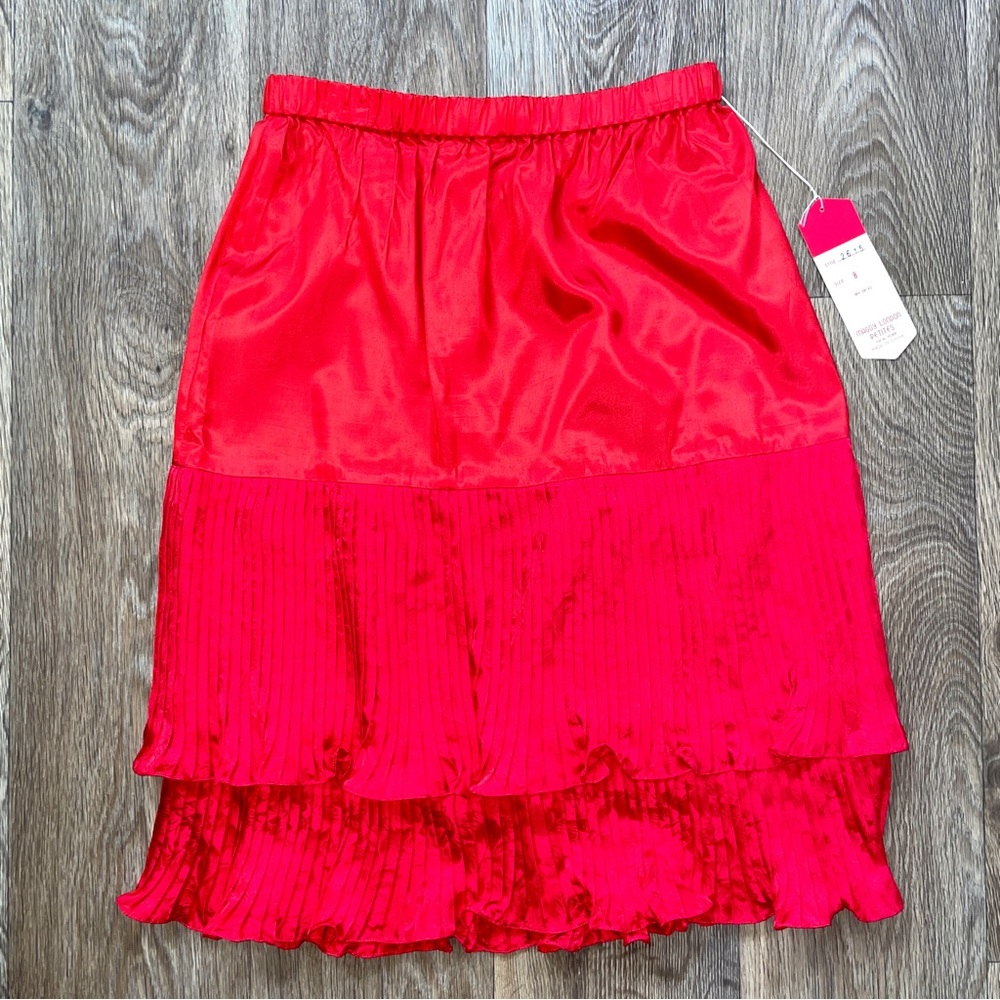 Vintage Maggy London new with tags red tiered frilly skirt